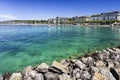 Lake shore of geneva with stately mansions, Switzerland